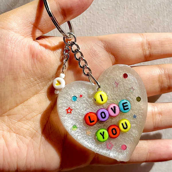 Heartfelt Love Resin Keychain