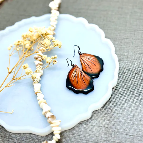 Monarch Wing Earrings Orange