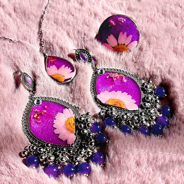 Purple Resin Jewellery Set
