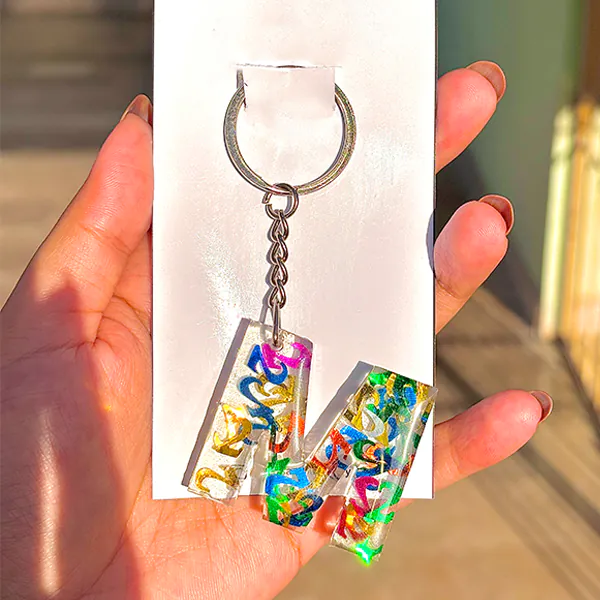 Radiant Initial Resin Keychain
