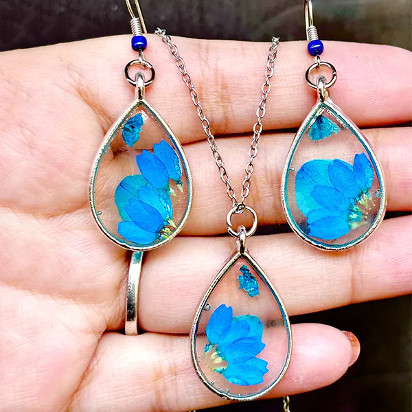 Resin Pendant & Earrings