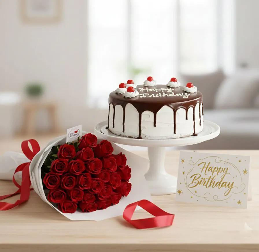 Birthday Rose & Cake Set