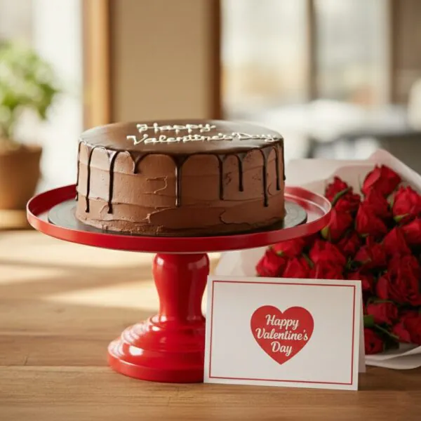 Valentine Cake & Roses Combo