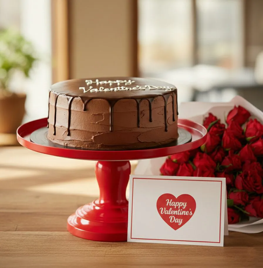 Valentine Cake & Roses Combo