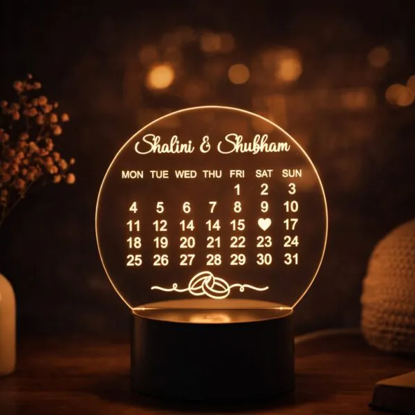 Date Calendar Lamp with Name